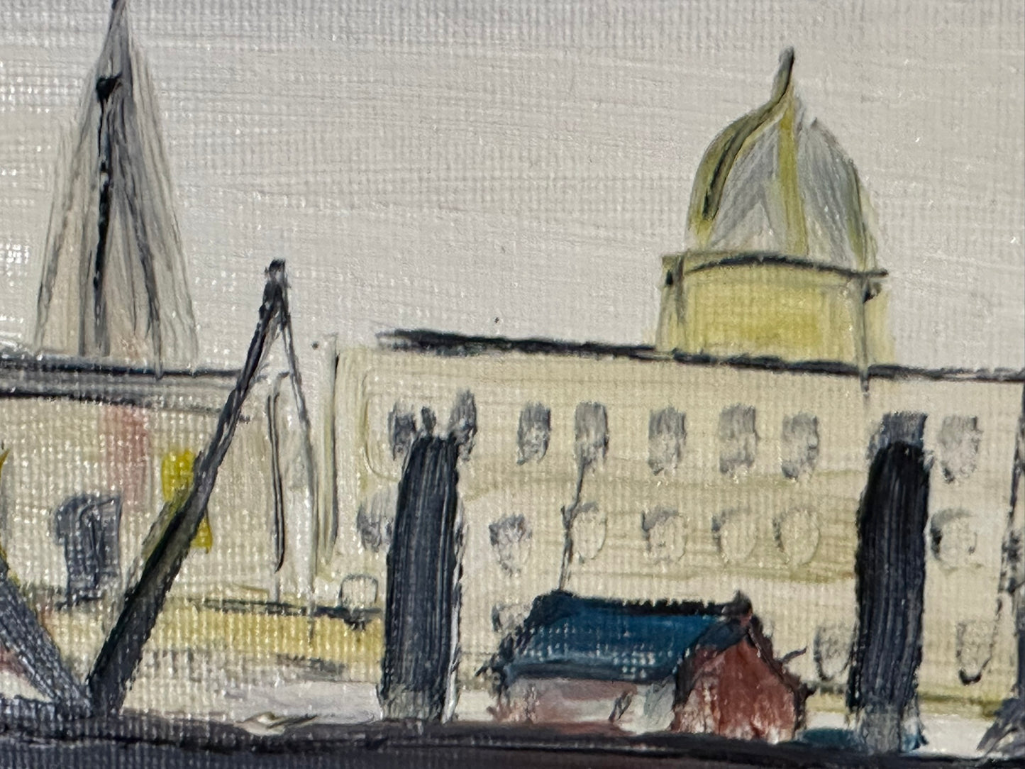 John Goodlad - Industrial Dock Scene Framed Oil on Canvas 40x30cm Lowry Art