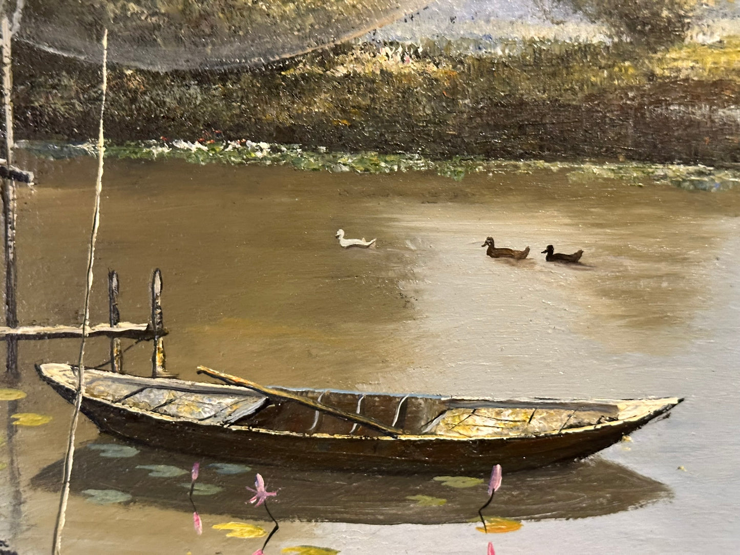 Somsak Chowtadapong Oil on Canvas - Thailand National Artist 60x39cm River Scene