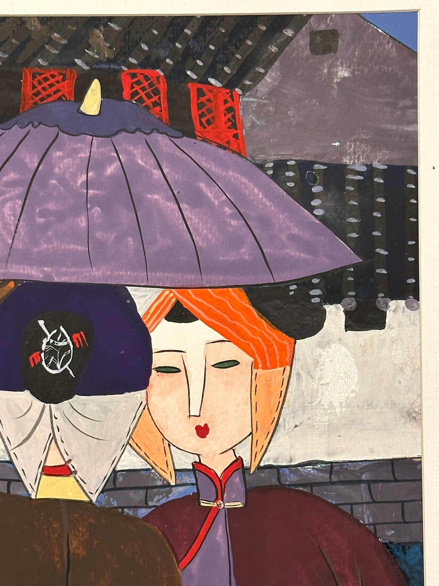 Milly (Shang Chaofeng) Parasol Ladies - Original Chinese Ink Painting Exhibited
