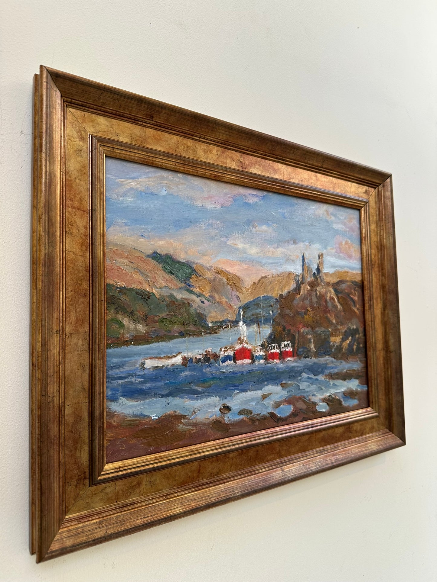Keith Gardner RCA Oil Painting Scottish Harbour Isle of Skye Castle Moil 40x30cm