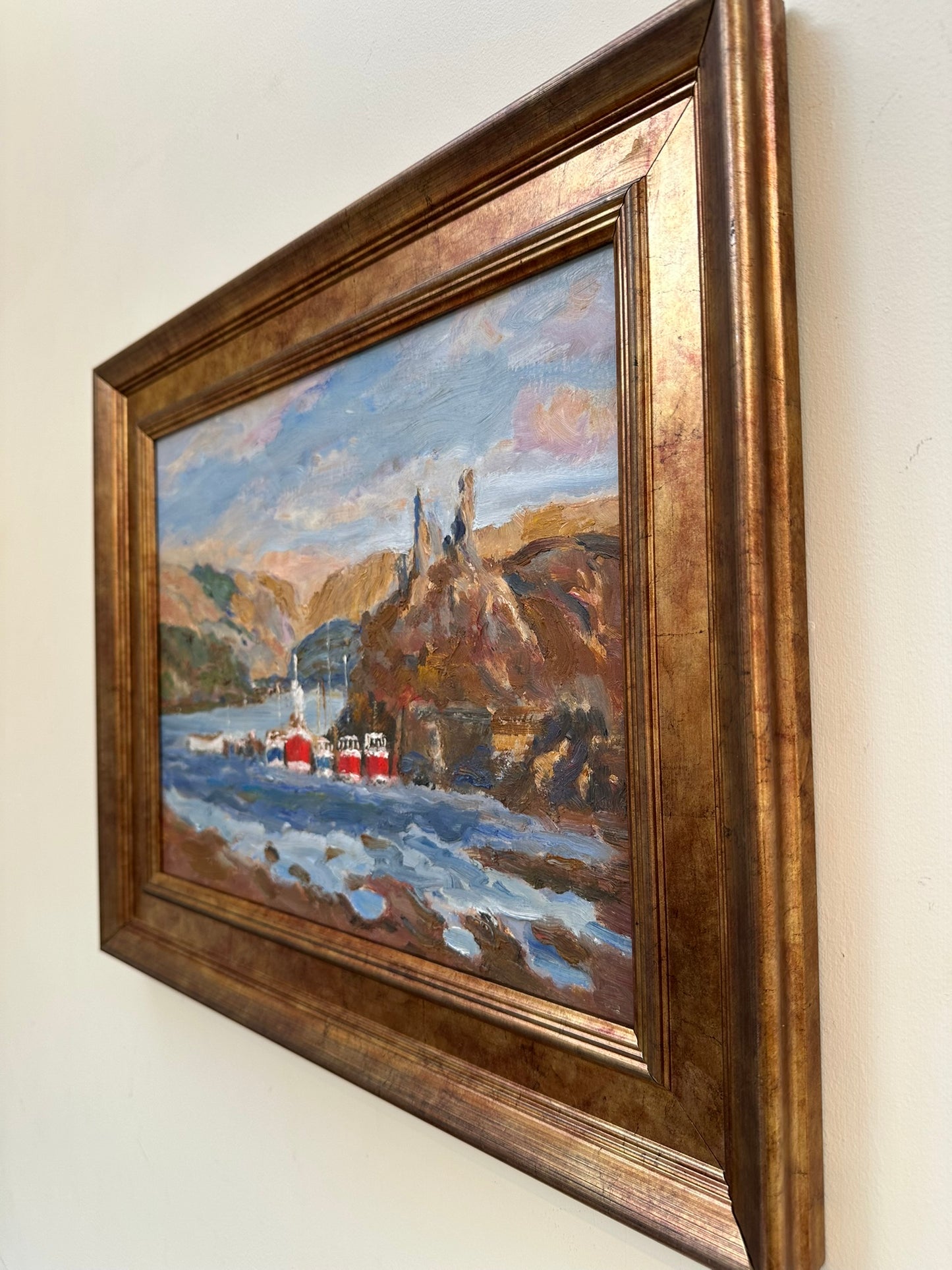Keith Gardner RCA Oil Painting Scottish Harbour Isle of Skye Castle Moil 40x30cm