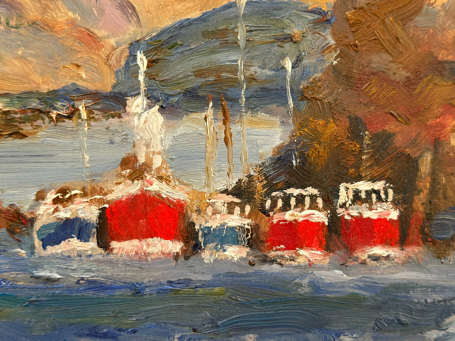 Keith Gardner RCA Oil Painting Scottish Harbour Isle of Skye Castle Moil 40x30cm