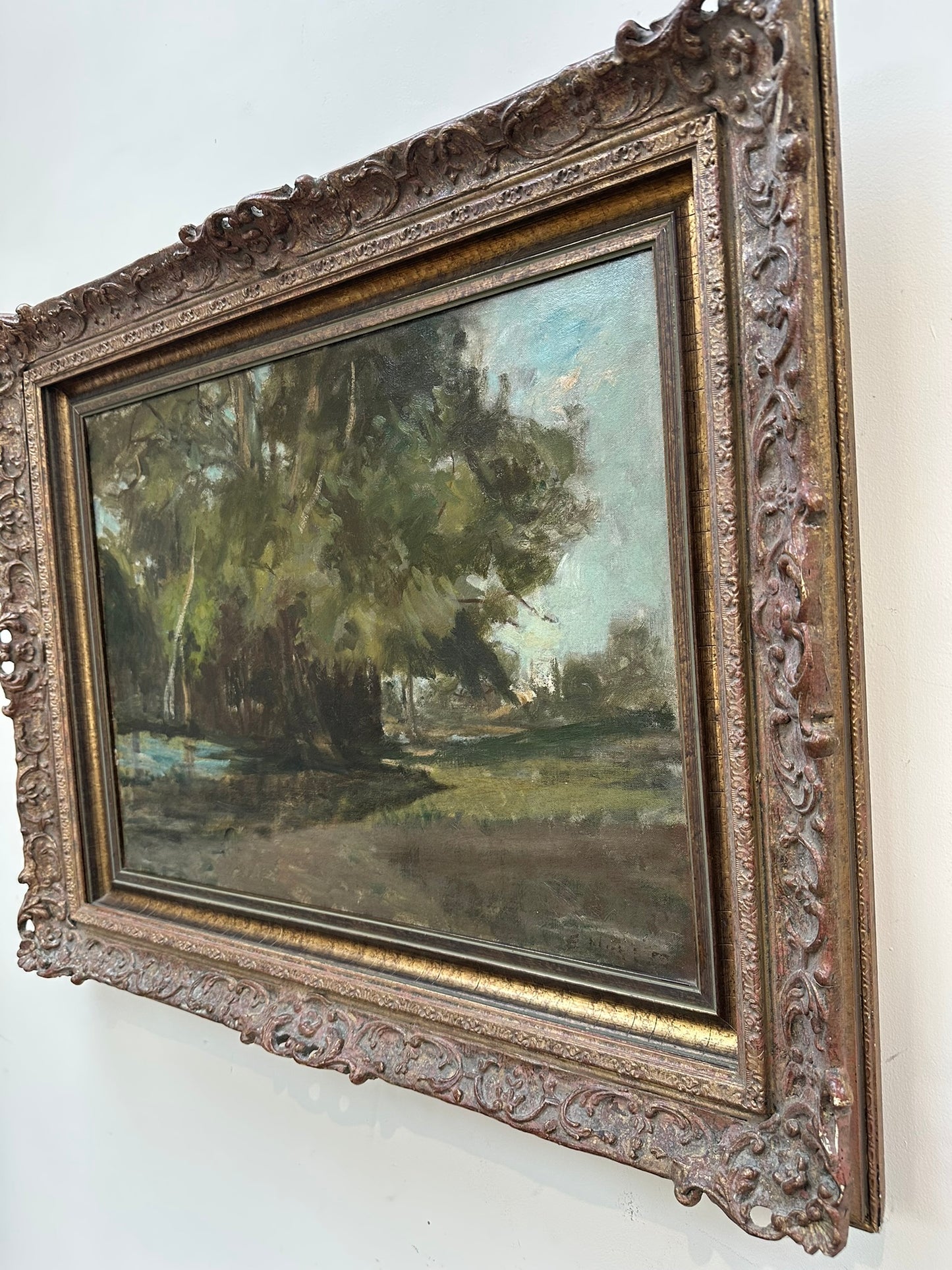 Edwin Nichol NEAC Suffolk Riverside Landscape 61x45cm in stunning frame 82x66cm