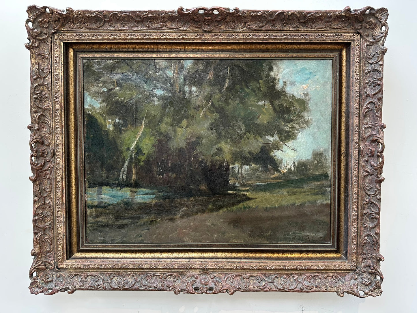 Edwin Nichol NEAC Suffolk Riverside Landscape 61x45cm in stunning frame 82x66cm