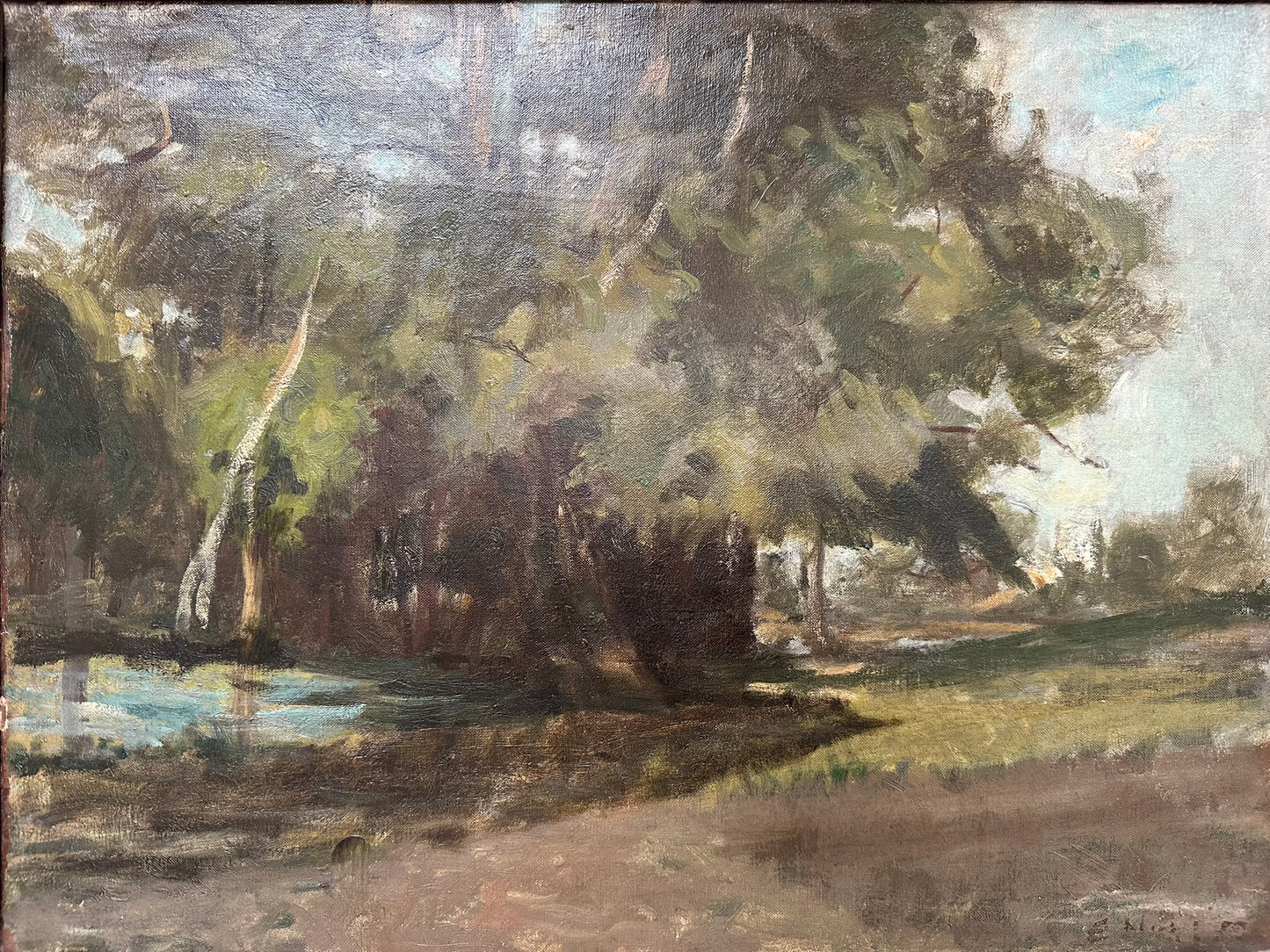 Edwin Nichol NEAC Suffolk Riverside Landscape 61x45cm in stunning frame 82x66cm