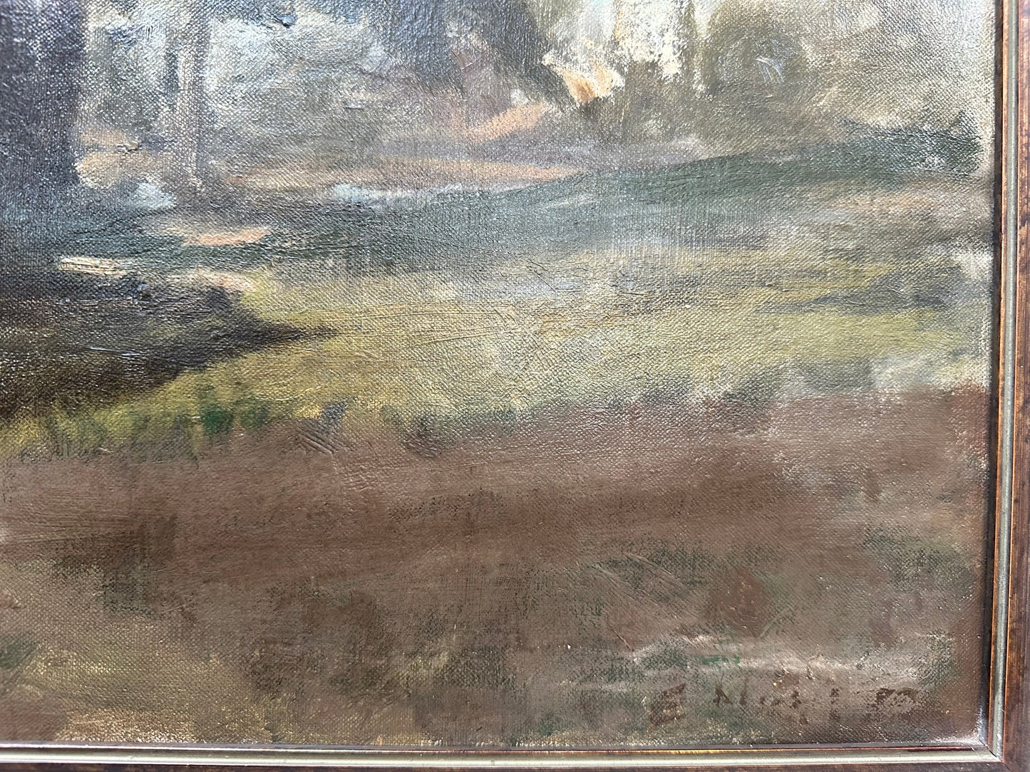 Edwin Nichol NEAC Suffolk Riverside Landscape 61x45cm in stunning frame 82x66cm