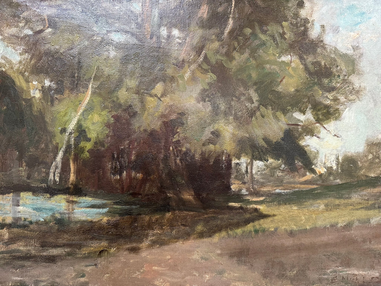 Edwin Nichol NEAC Suffolk Riverside Landscape 61x45cm in stunning frame 82x66cm