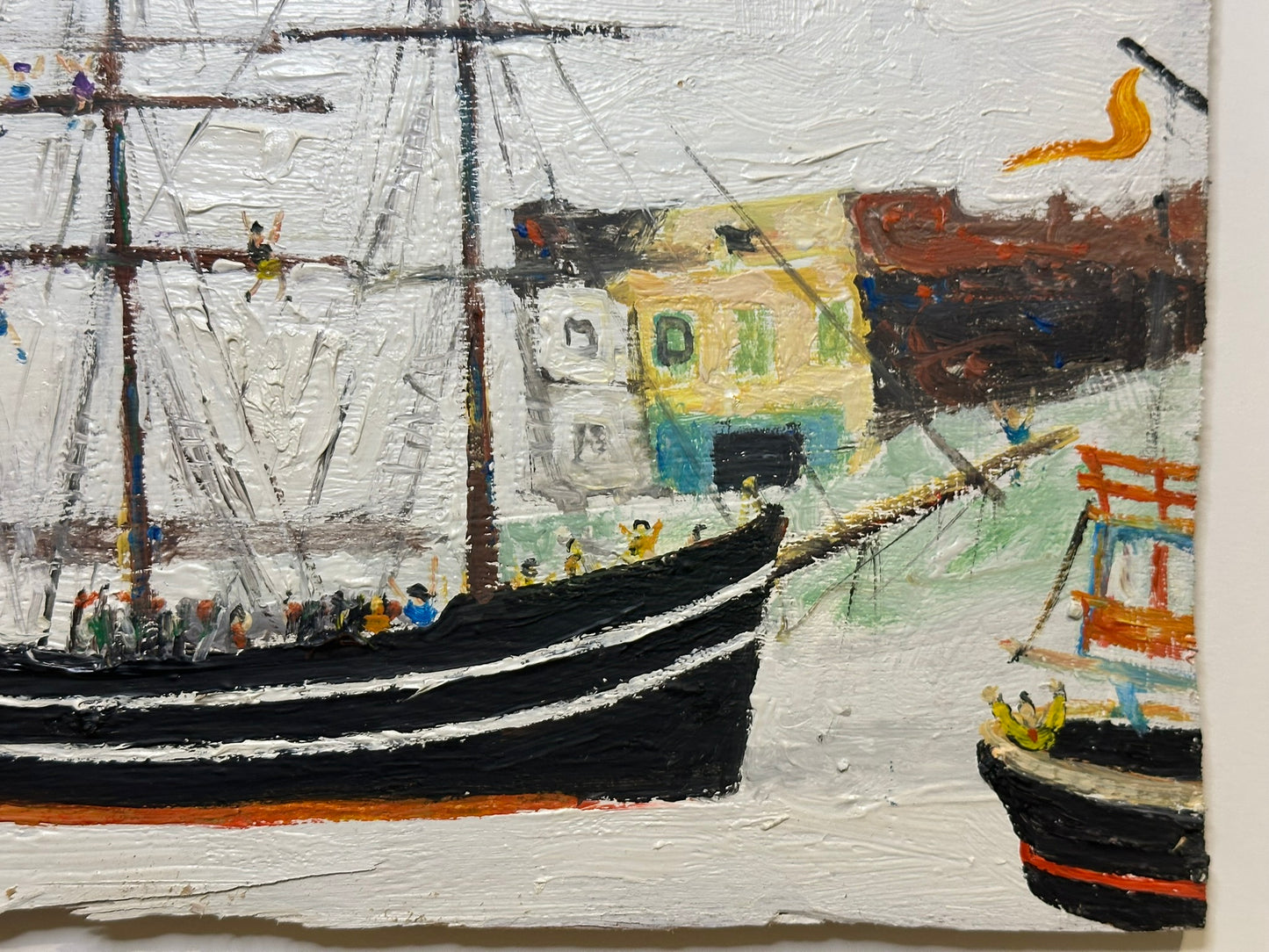 Simeon Stafford - Ship in Cornish Harbour, Oil on Board