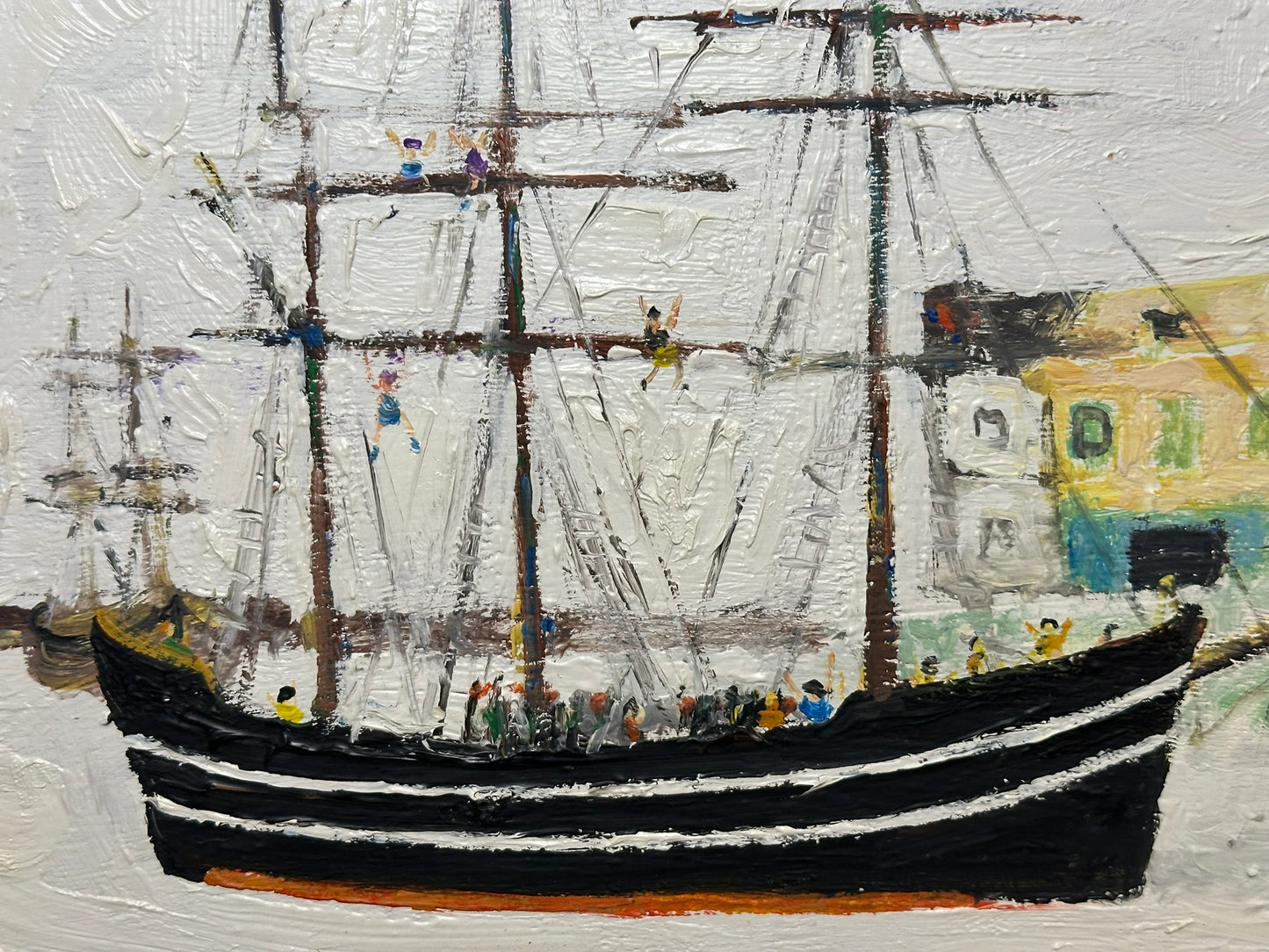 Simeon Stafford - Ship in Cornish Harbour, Oil on Board