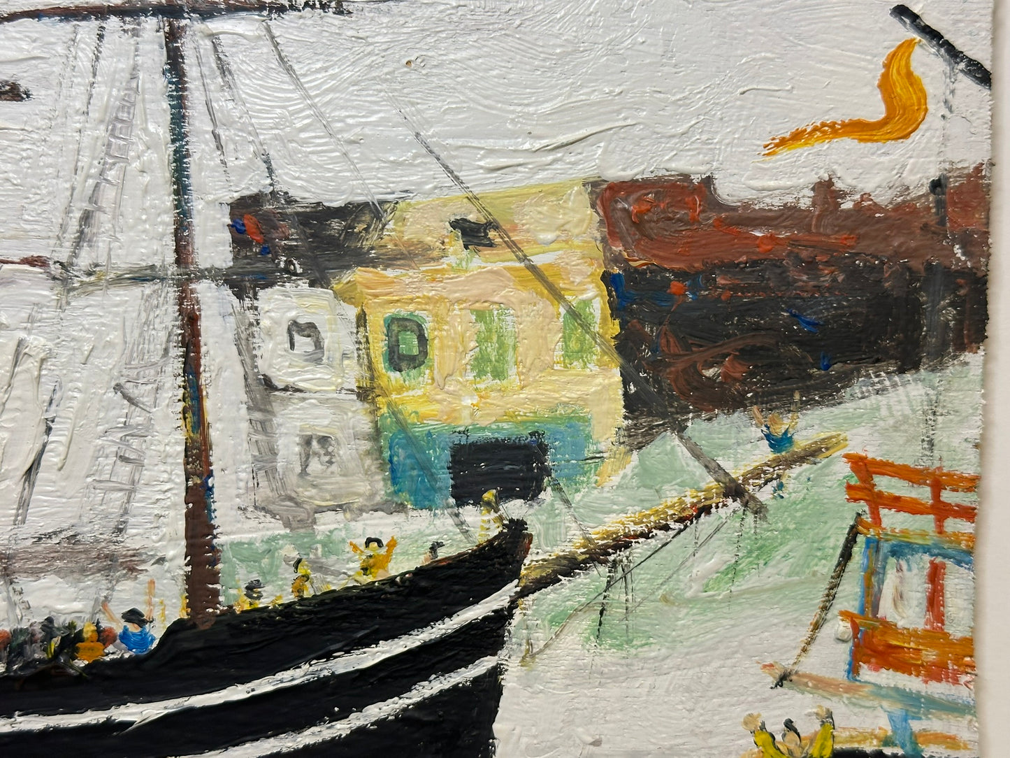 Simeon Stafford - Ship in Cornish Harbour, Oil on Board