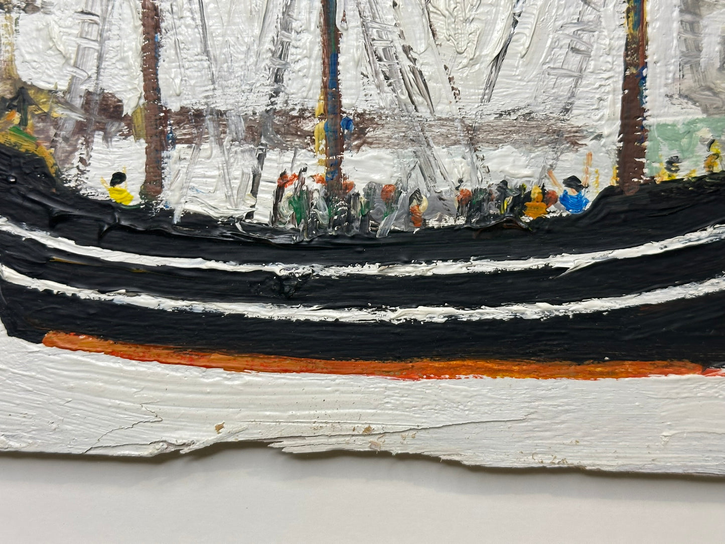 Simeon Stafford - Ship in Cornish Harbour, Oil on Board