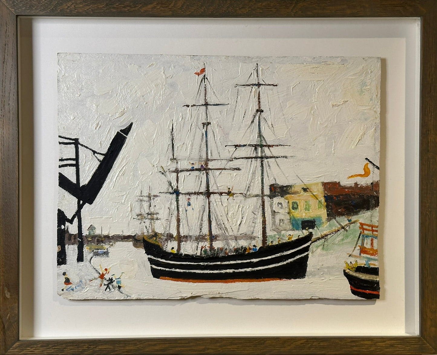 Simeon Stafford - Ship in Cornish Harbour, Oil on Board