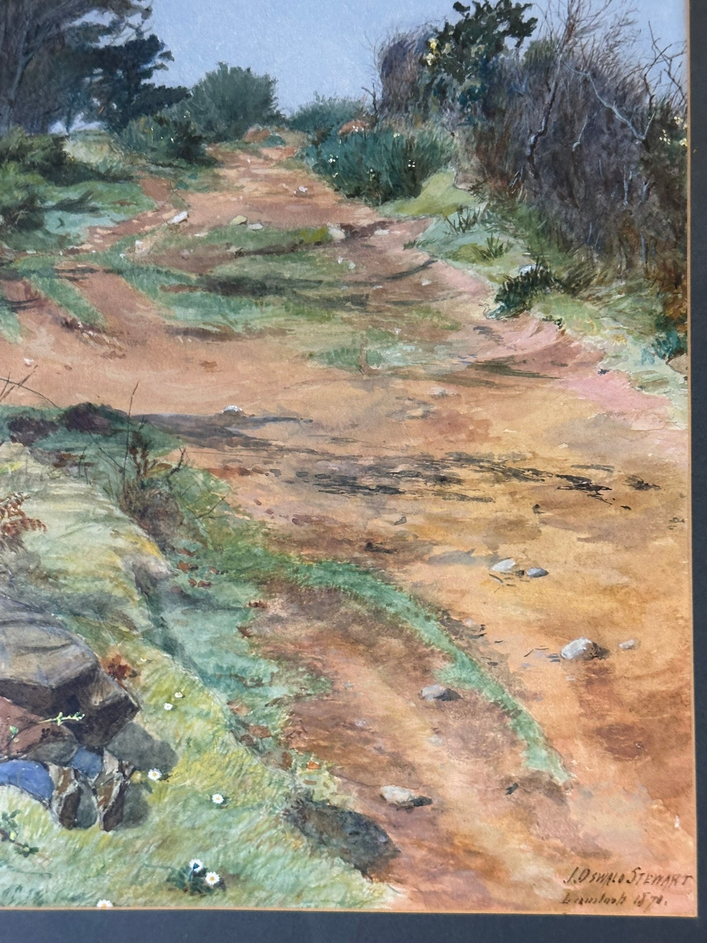 John Oswald Stewart Scottish Gouache - A Traveller Resting Lamlash , Arran 1870