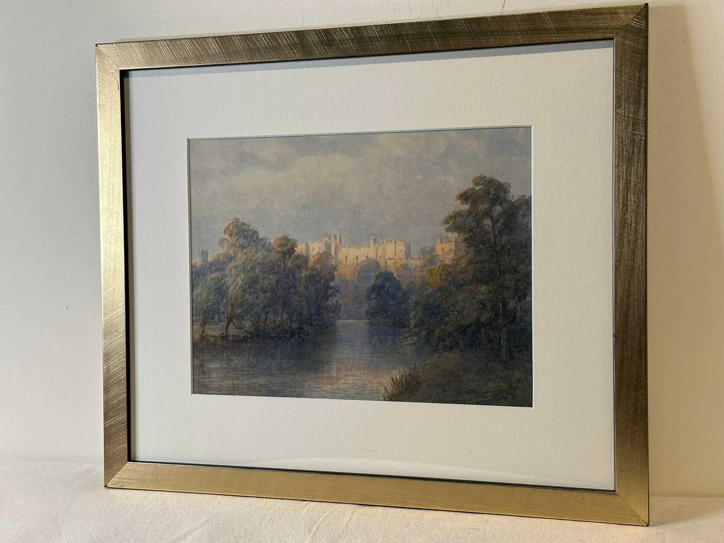 J E Sheppey watercolour - Ludlow Castle from the River Teme 28x21cm framed