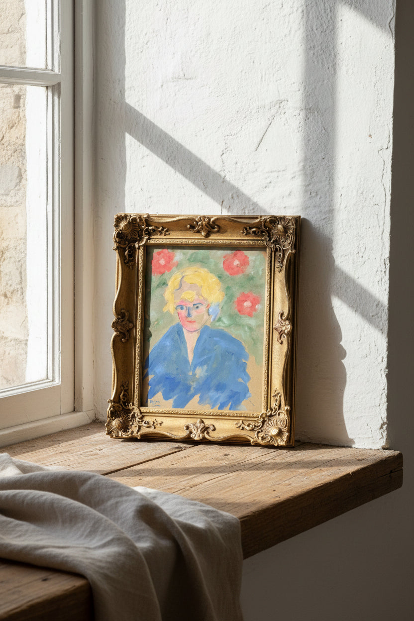 Milne Scottish School Colourist Gouache Portrait of a Woman c1950 28x22cm