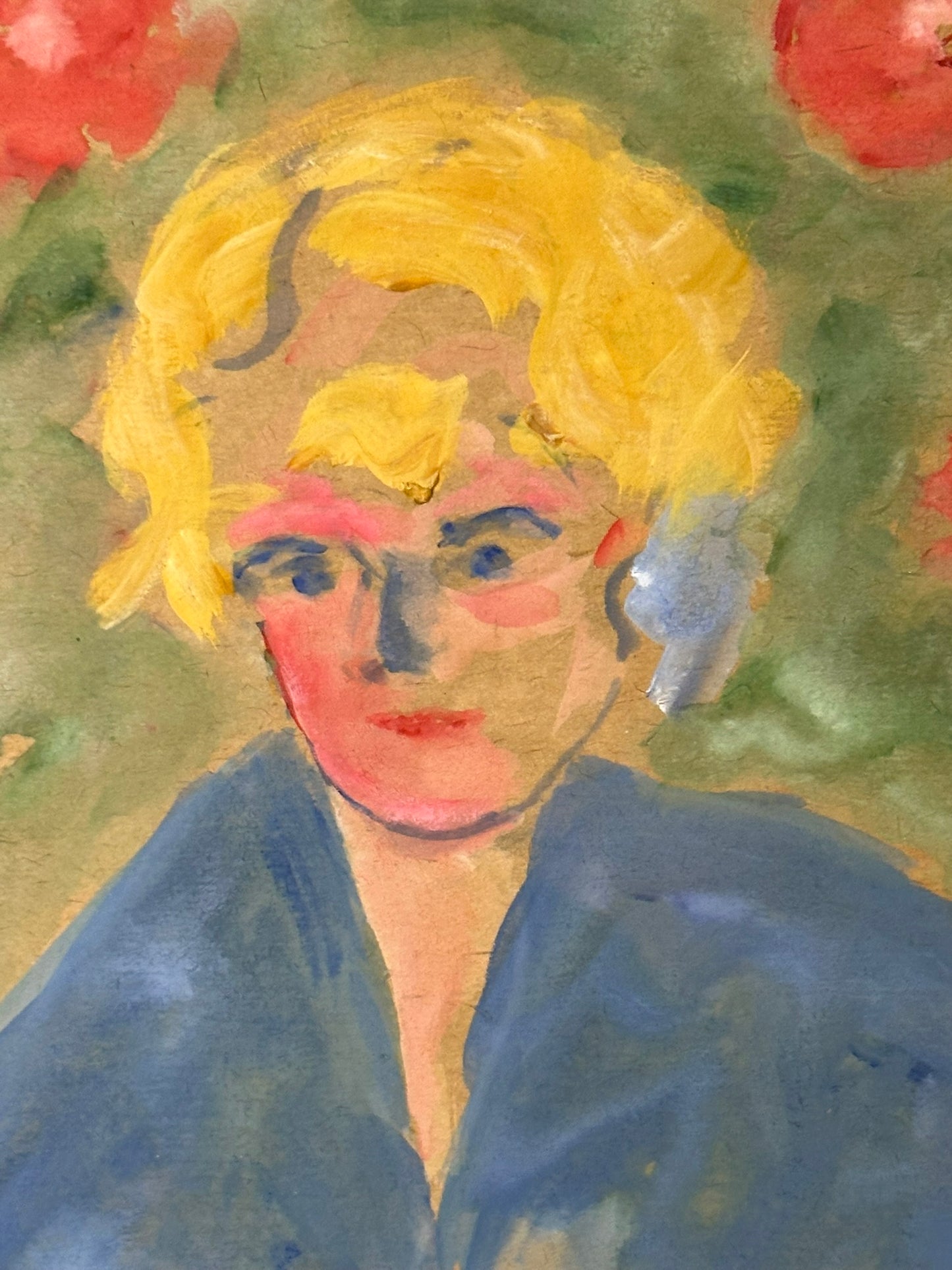 Milne Scottish School Colourist Gouache Portrait of a Woman c1950 28x22cm