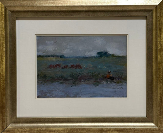 Marc M Mouclier 1941 - French Impressionist Oil Painting , Cattle Landscape WWII