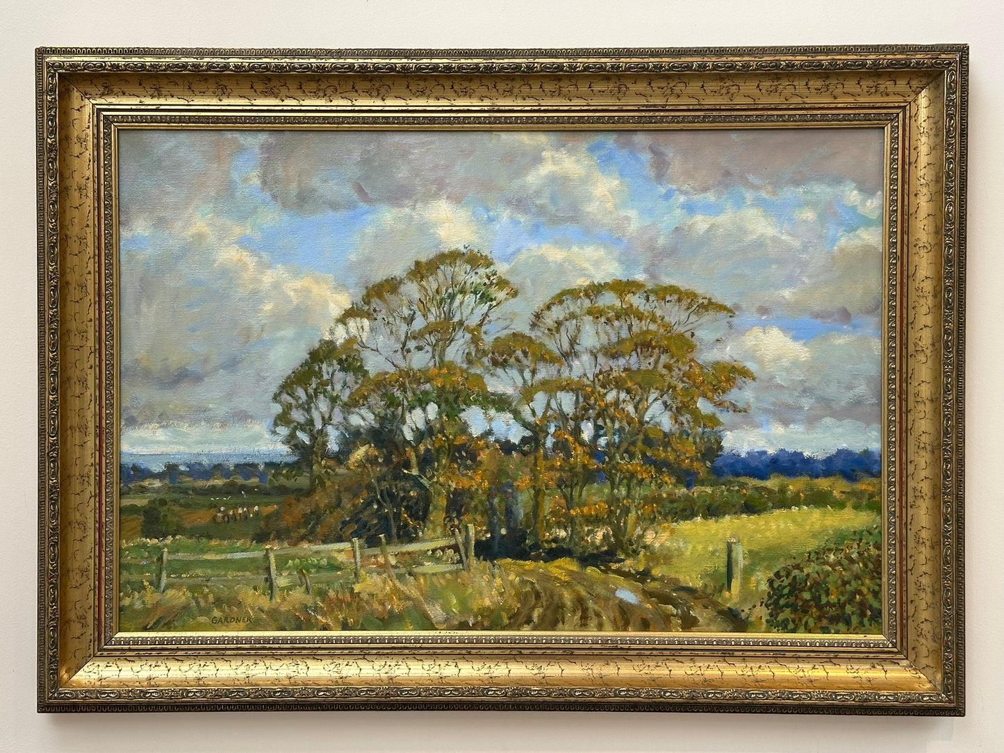 Keith Gardner RCA Large Oil on Canvas, Cheshire Landscape 77x51cm Signed Framed
