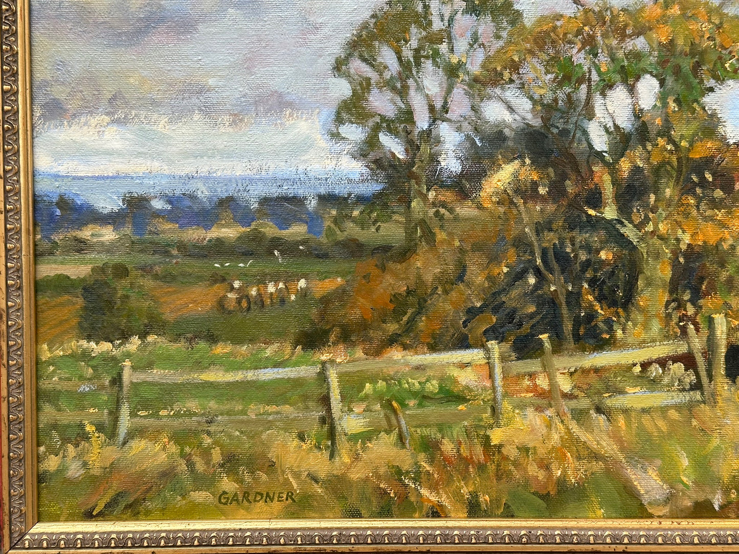 Keith Gardner RCA Large Oil on Canvas, Cheshire Landscape 77x51cm Signed Framed