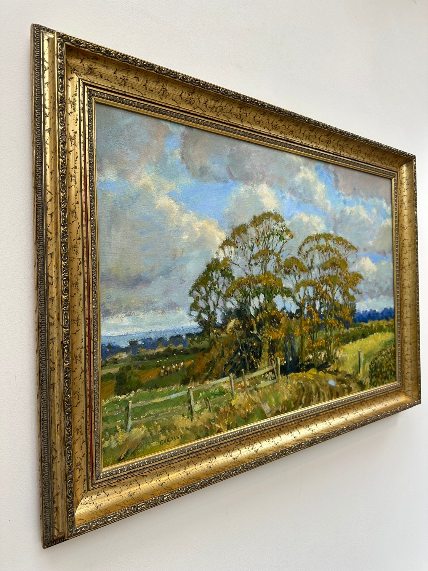 Keith Gardner RCA Large Oil on Canvas, Cheshire Landscape 77x51cm Signed Framed