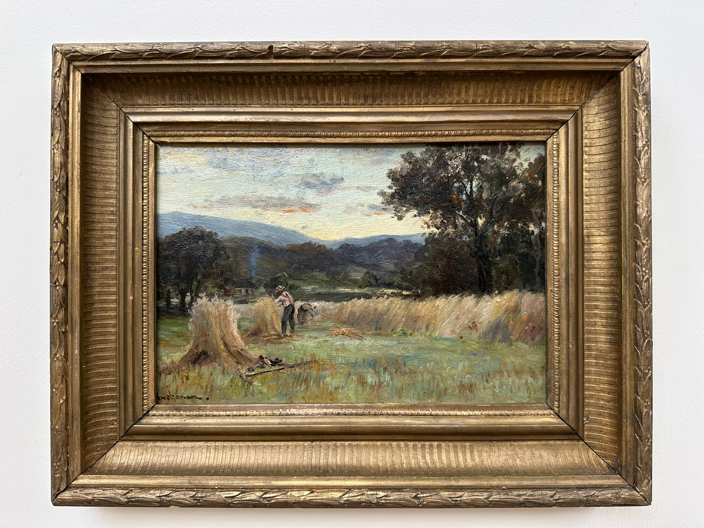Original Oil on Board Peter S Buchanan (Glasgow) A Scottish Highland Hay Field