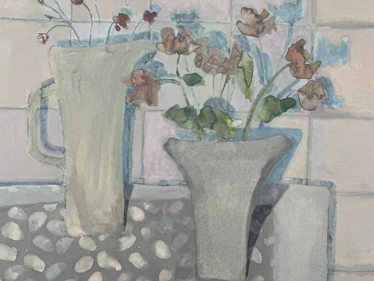 Morag Muir RSW PAI (Scottish) Early Watercolour Still Life with Flowers 61x73cm