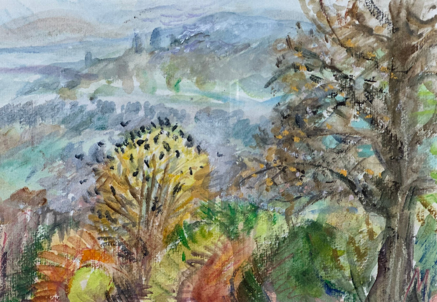 Marcia Gibson-Watt 'View from Gelligam Studio, Spring 2001' Acrylic Landscape