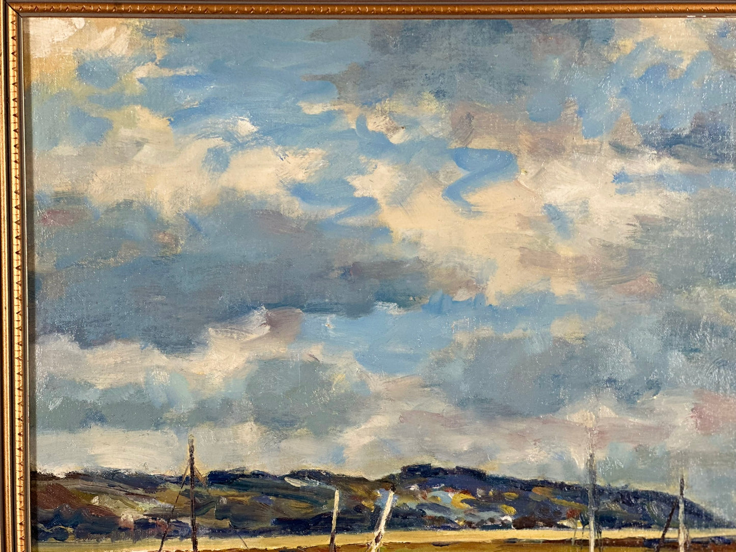 Keith Gardner RCA Oil Painting Boats in Welsh Estuary Scene Original 45.5x35.5cm