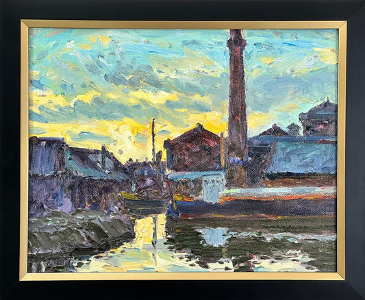 Original Keith Gardner RCA Oil Painting - Liverpool Dockside Industrial Scene