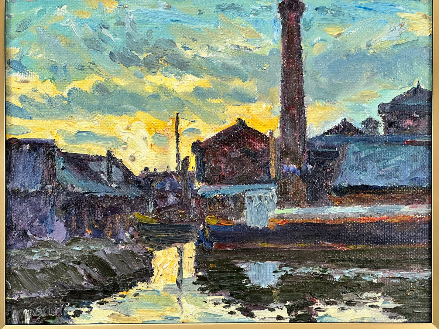 Original Keith Gardner RCA Oil Painting - Liverpool Dockside Industrial Scene
