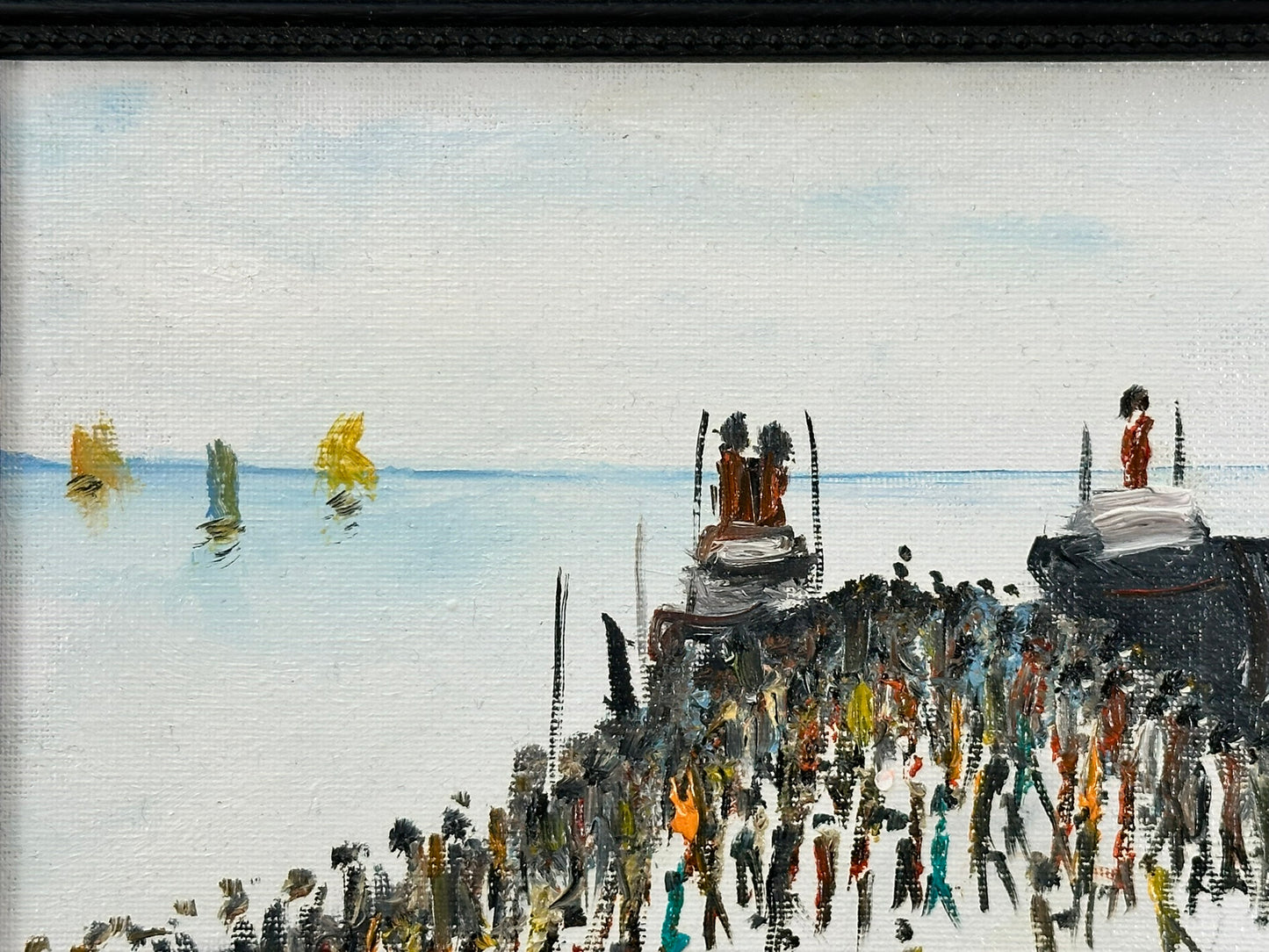 John Goodlad - Oil on Board After Lowry Ferry Boat Knott End