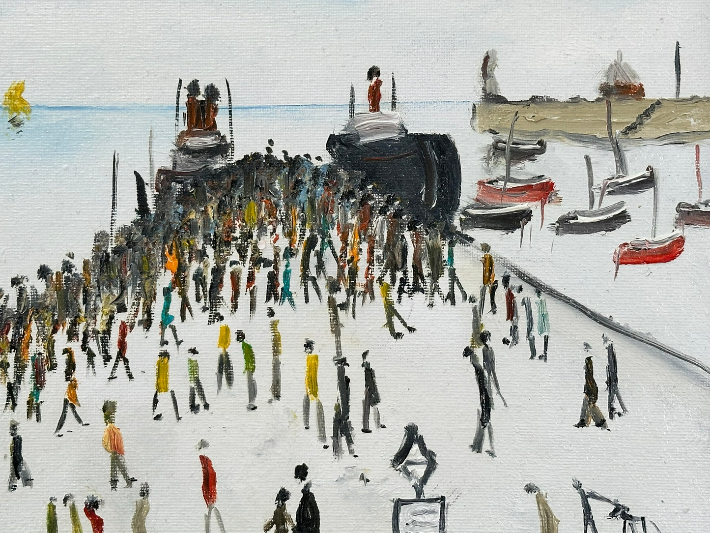 John Goodlad - Oil on Board After Lowry Ferry Boat Knott End