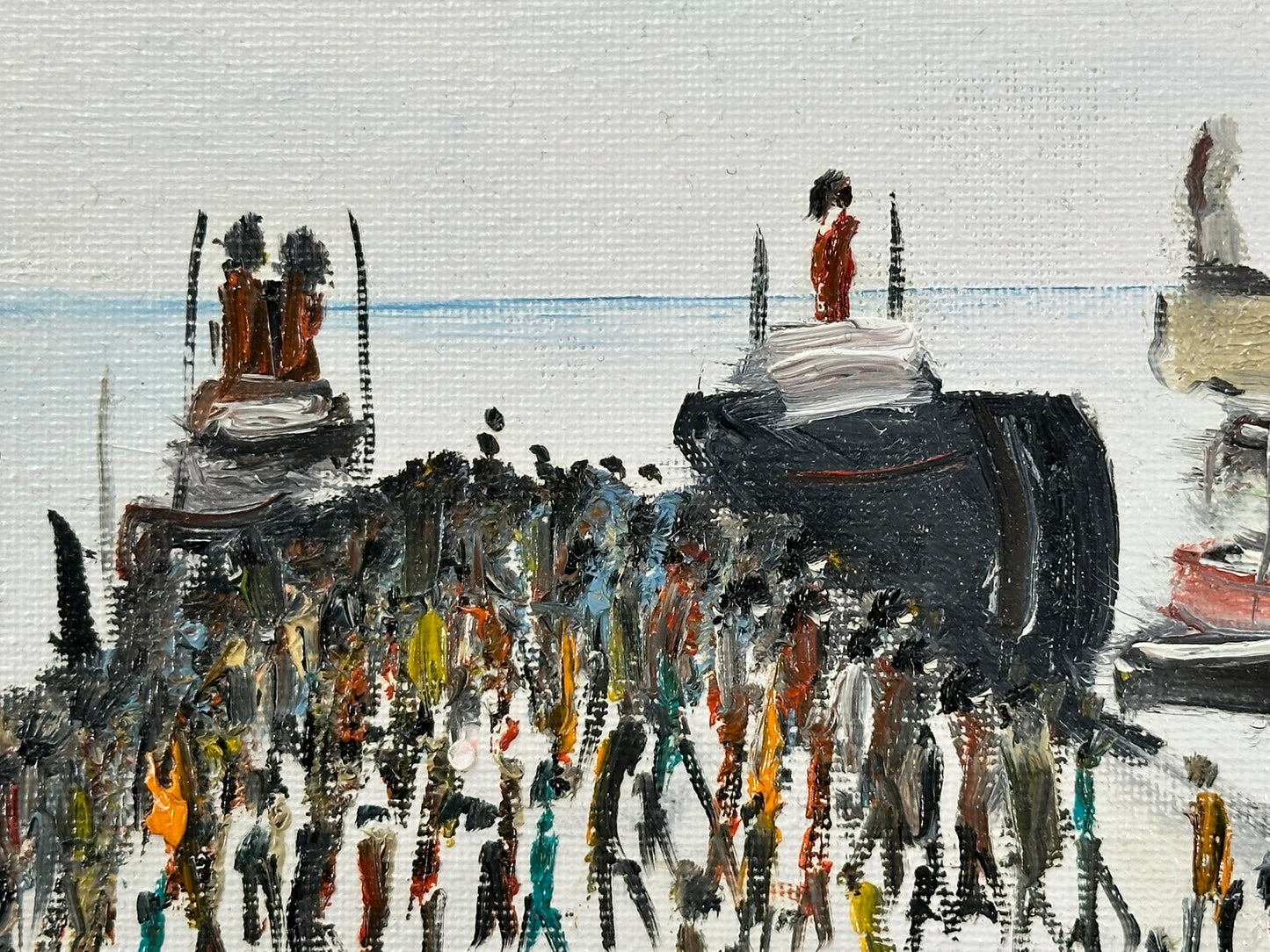 John Goodlad - Oil on Board After Lowry Ferry Boat Knott End