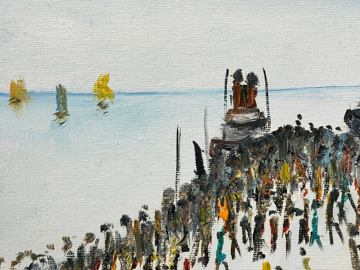John Goodlad - Oil on Board After Lowry Ferry Boat Knott End
