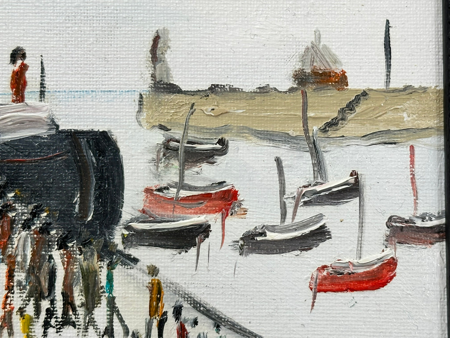 John Goodlad - Oil on Board After Lowry Ferry Boat Knott End