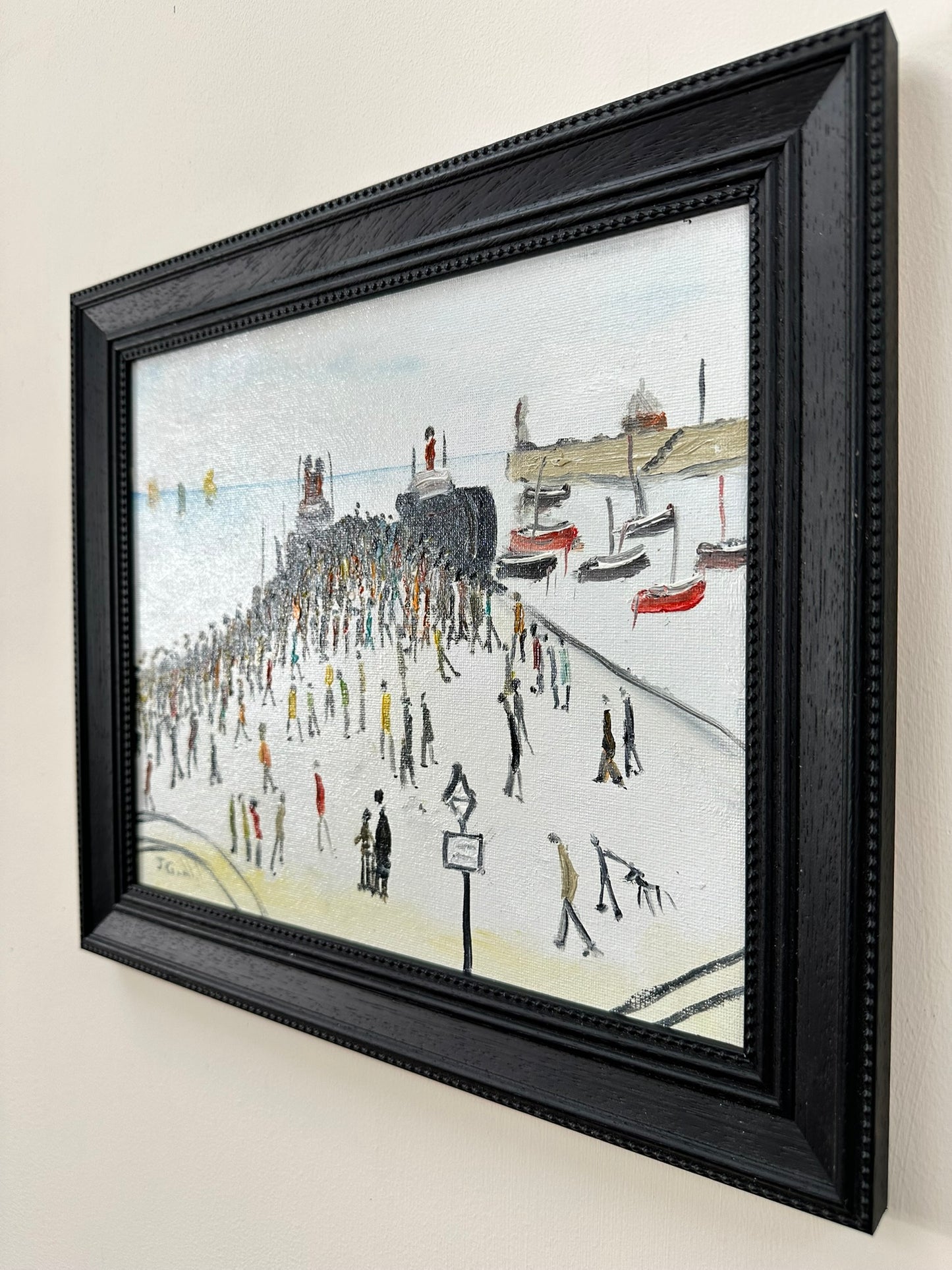 John Goodlad - Oil on Board After Lowry Ferry Boat Knott End