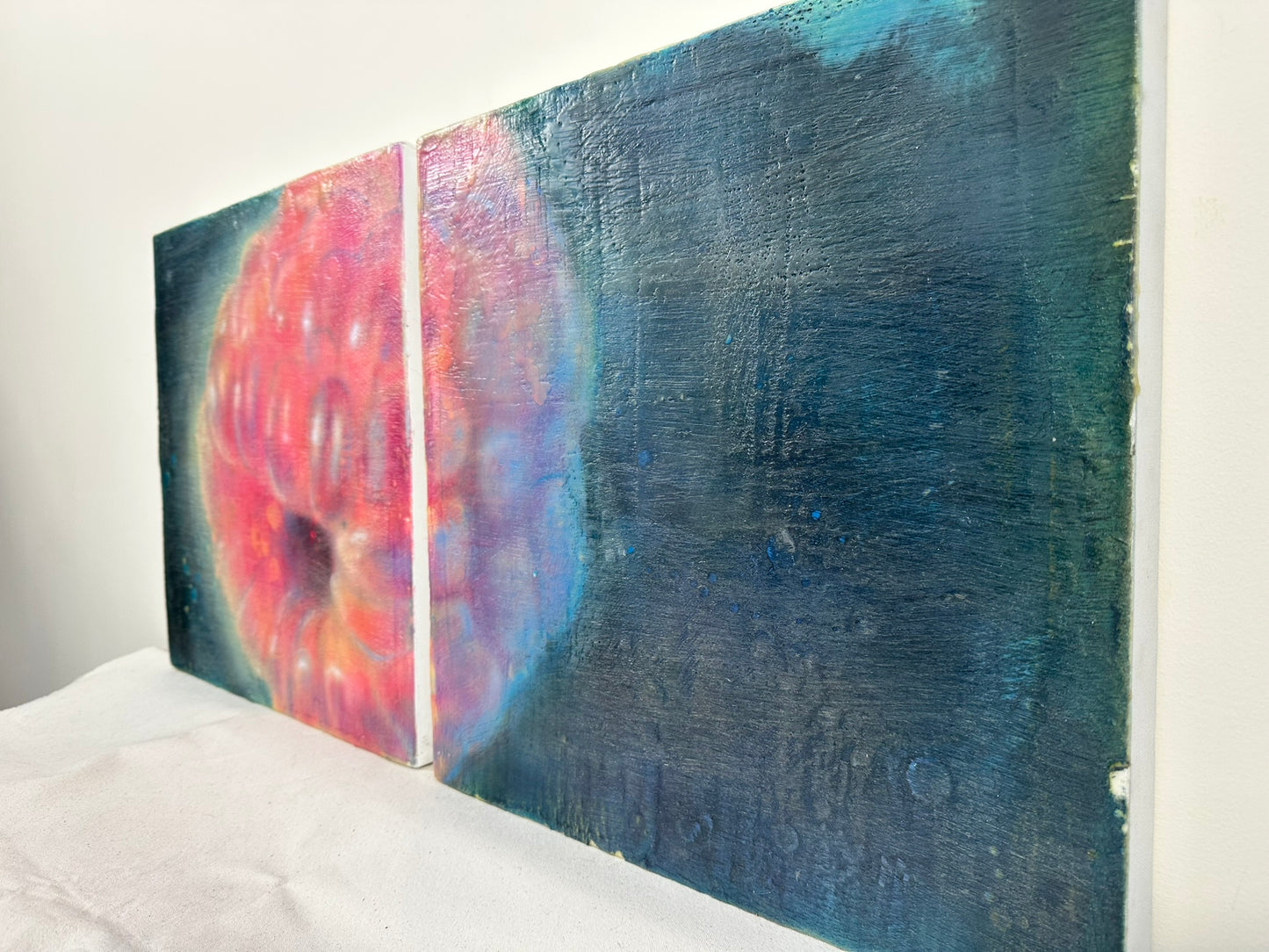Mark Karasick - Raspberry Diptych - Mixed Media Encaustic