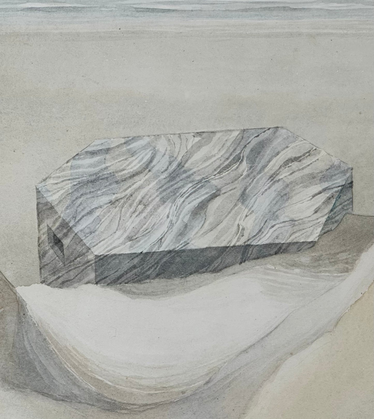 John G Crawford RSW RBA RI Scottish -Original 1975 Lunan Bay Pillbox Watercolour