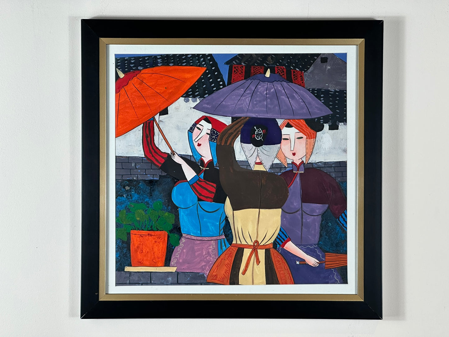 Milly (Shang Chaofeng) Parasol Ladies - Original Chinese Ink Painting Exhibited