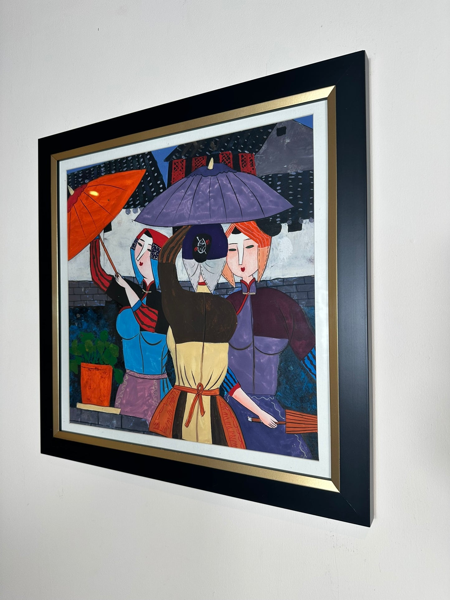 Milly (Shang Chaofeng) Parasol Ladies - Original Chinese Ink Painting Exhibited
