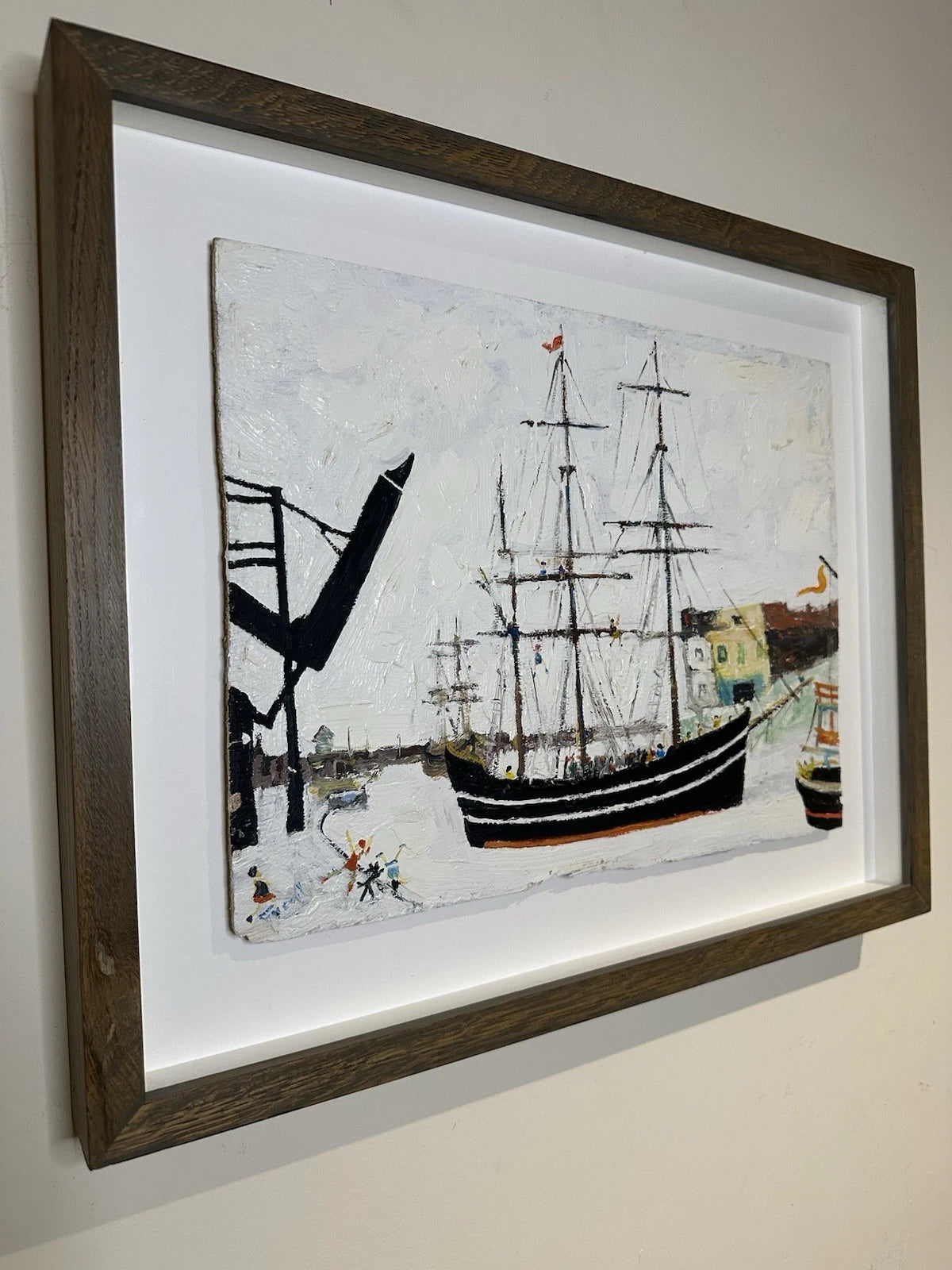 Simeon Stafford - Ship in Cornish Harbour, Oil on Board