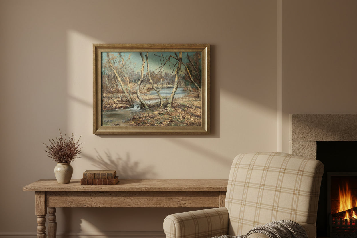 Original 1930s British Landscape Arthur E. Milne - With Crackling Leaf Underfoot