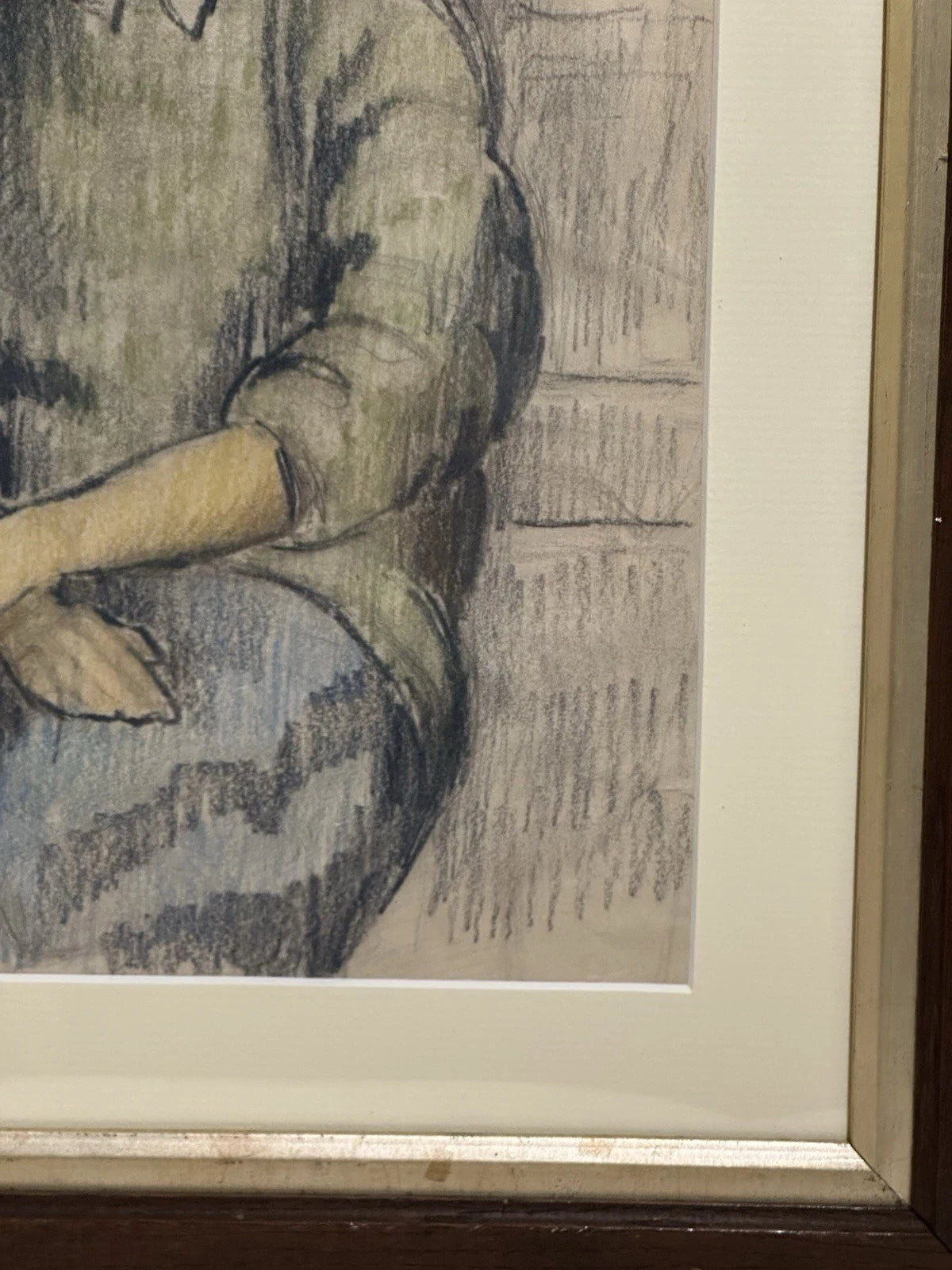 William Conor OBE RHA Portrait of Mary Connell - Crayon Drawing c1930s Framed