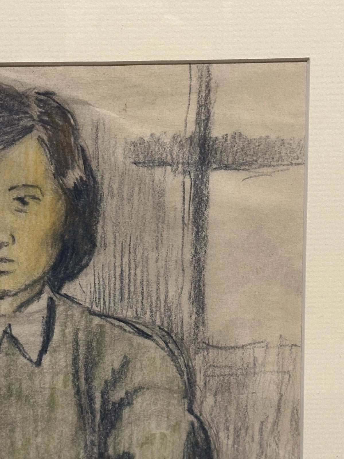William Conor OBE RHA Portrait of Mary Connell - Crayon Drawing c1930s Framed