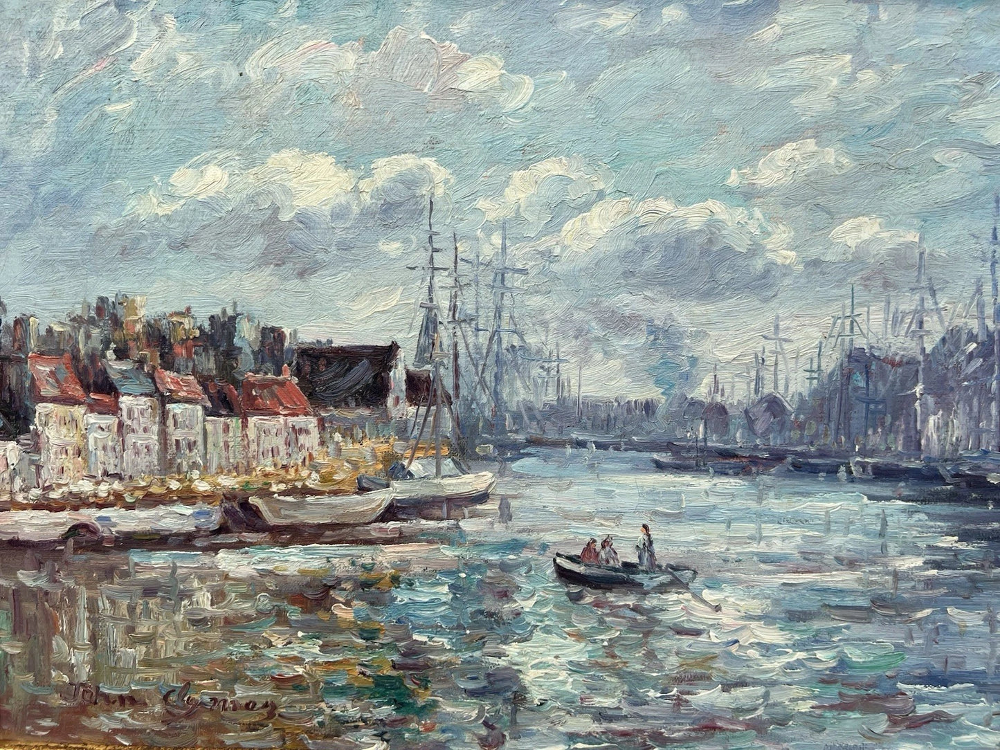 John Clymer (1932) Oil Painting Continental Harbour Signed British Impressionist