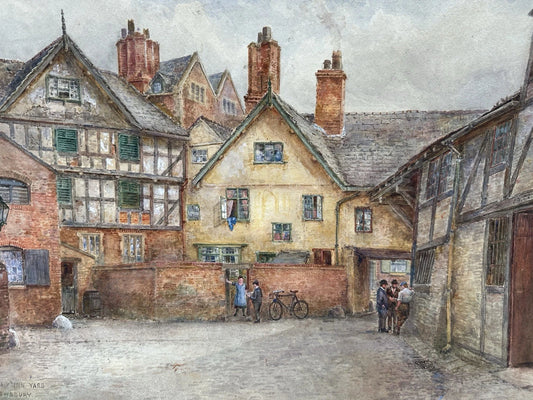 M. Crouse (H. M. Krause) 1924 Watercolour – New Ship Inn Yard, Shrewsbury, 52x34