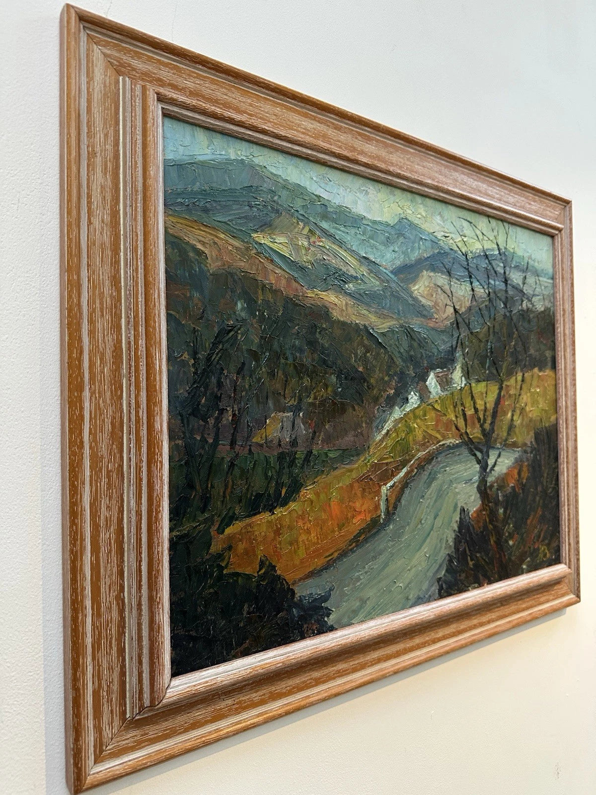 Peter Bevan (Scottish 1946-2018) - Original Oil on Board Mountain Road Landscape