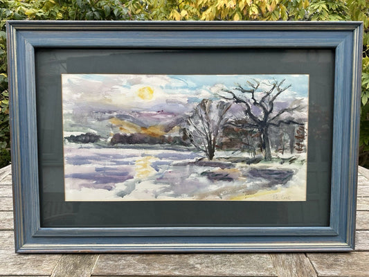 Peter Coate RWA Landscape Watercolour, Winter Scene, Large Framed 85x56 cm