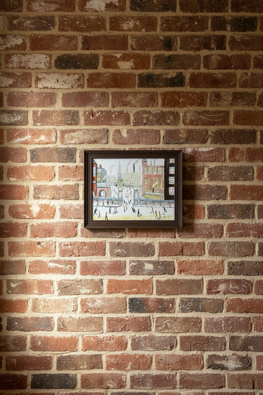 John Goodlad - Working at the Mills - Framed Oil on Canvas 40x30cm After Lowry
