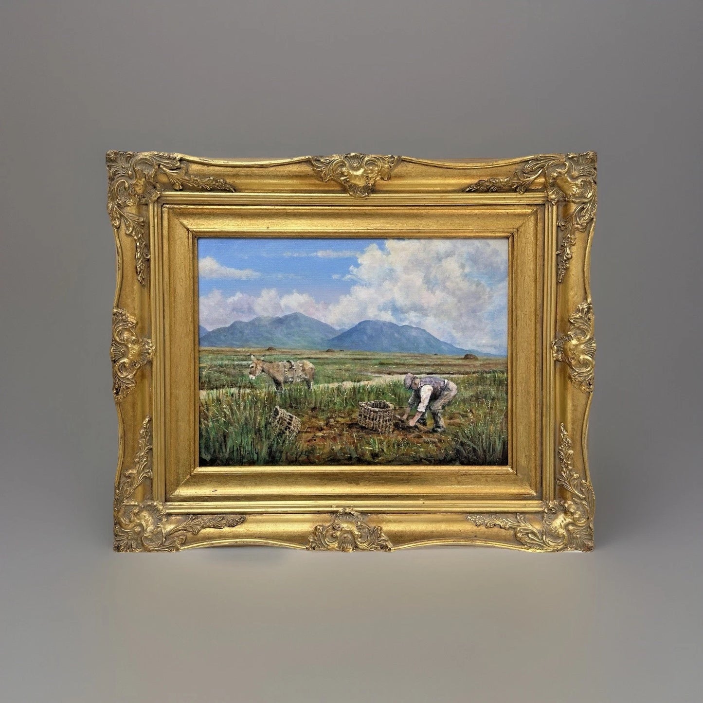 Tony McNally - Irish Landscape Signed Oil on Canvas - Working the Land 40x30cm